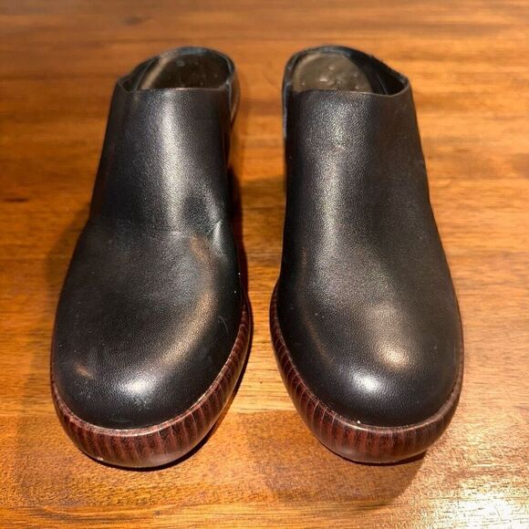 Vince Women's Black Navina Leather Platform Clog Mules Shoes - Picture 2 of 10